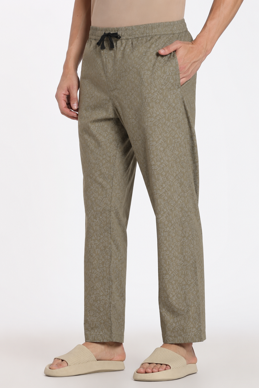 Olive Regular Fit Pyjamas With 2 Pocket for Men - Image 4