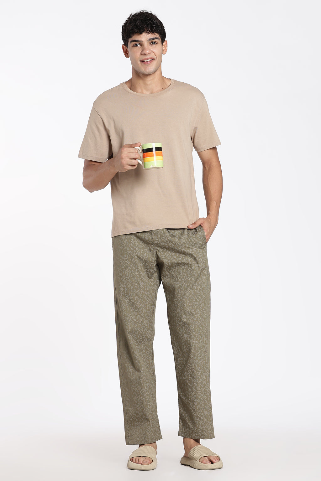 Olive Regular Fit Pyjamas With 2 Pocket for Men - Image 6