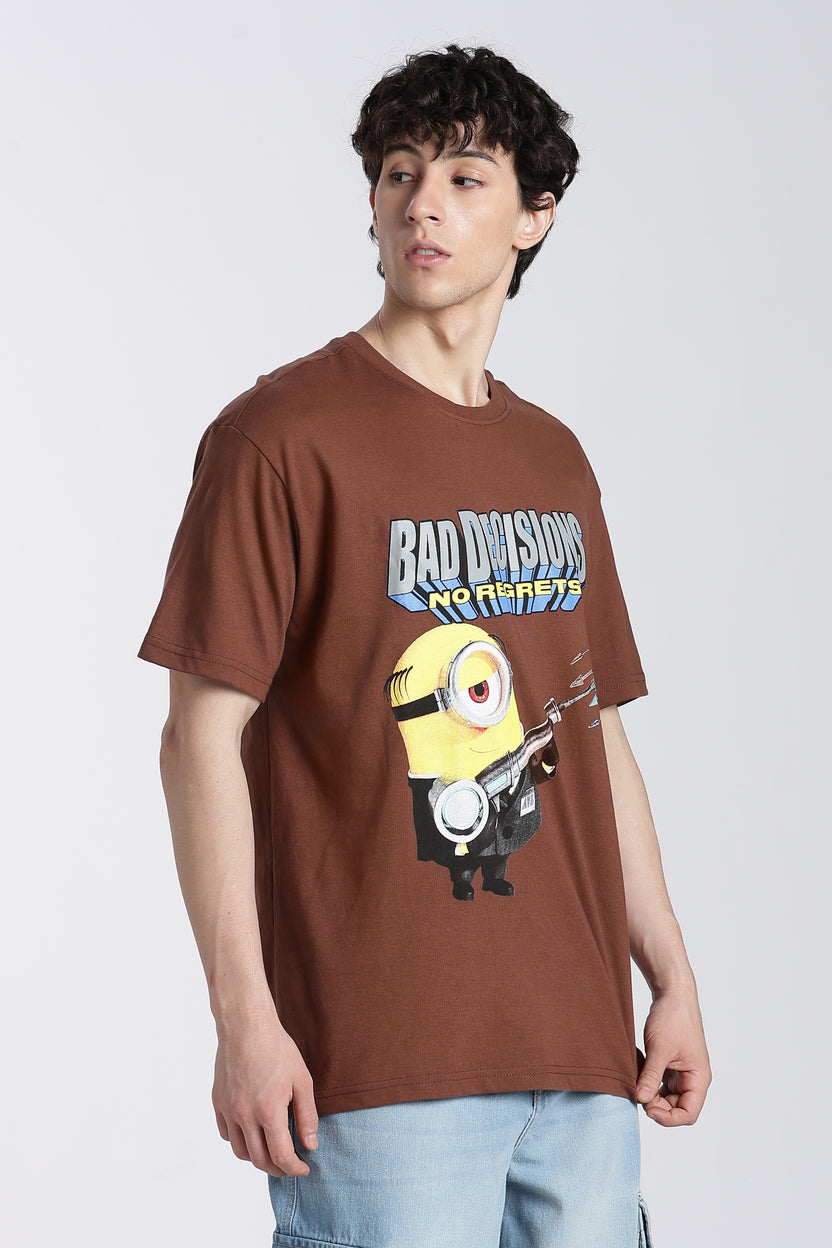 Brown Minion Graphic Oversized Fit T-Shirt for Men - Image 3