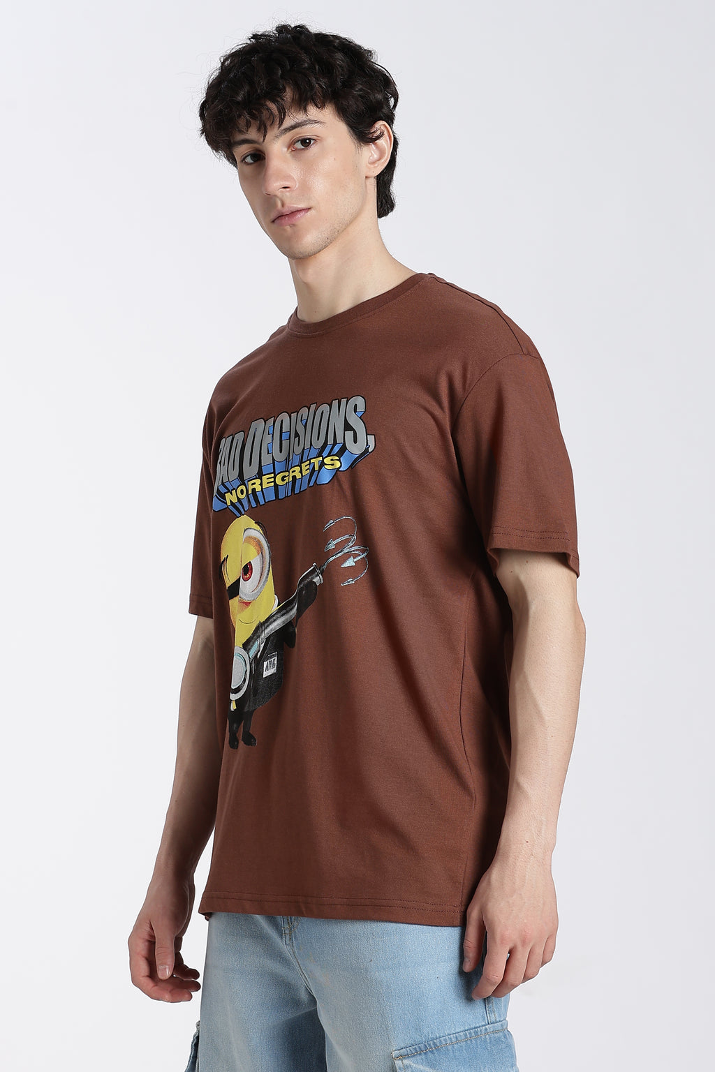 Brown Minion Graphic Oversized Fit T-Shirt for Men - Image 4