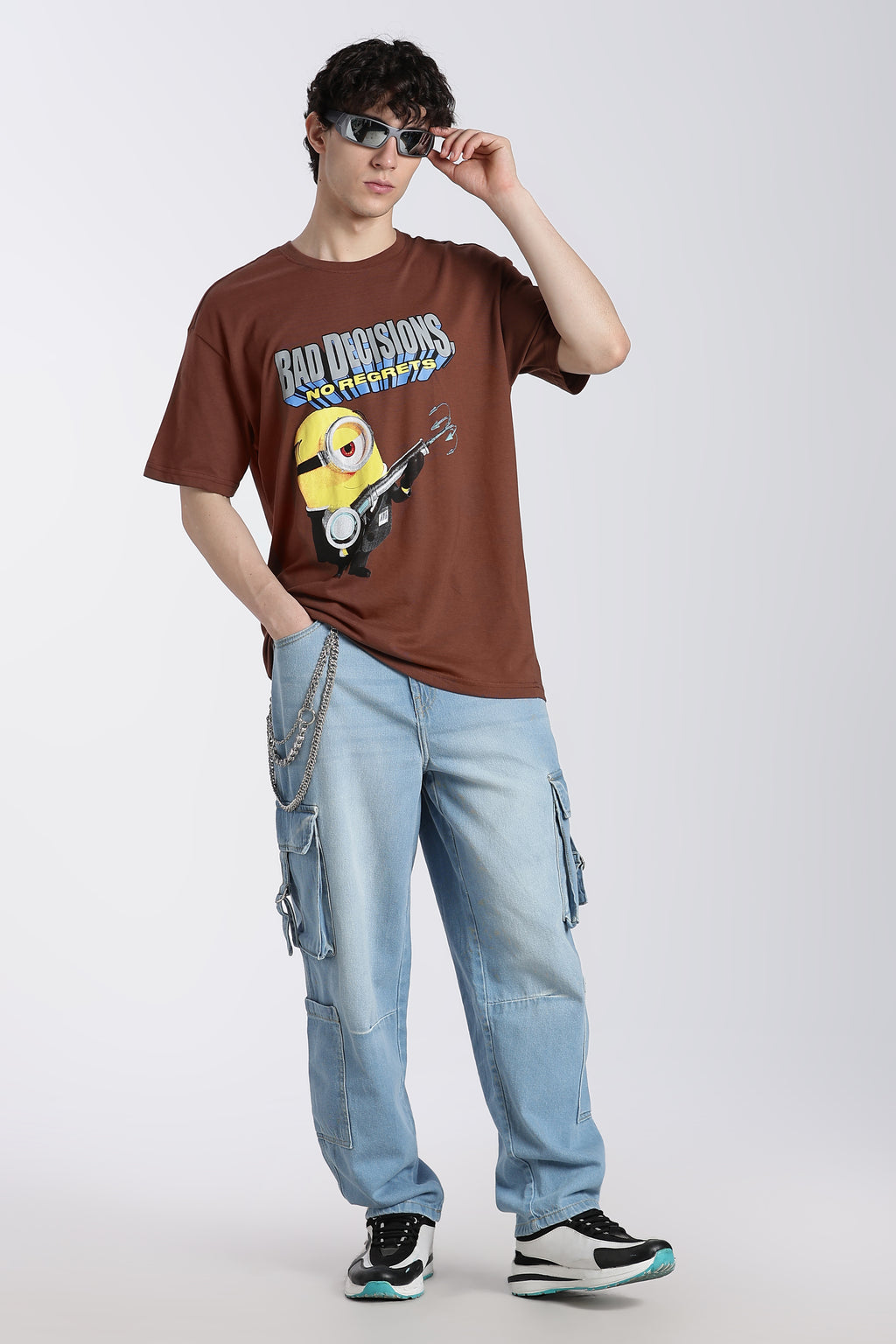 Brown Minion Graphic Oversized Fit T-Shirt for Men - Image 6