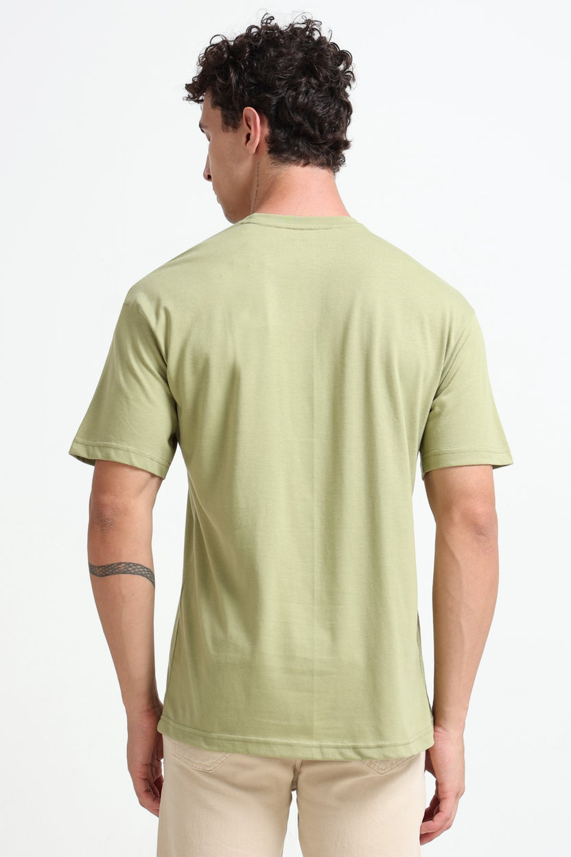 Light Green Graphic Printed Oversized Fit T-Shirt For Men - Image 5