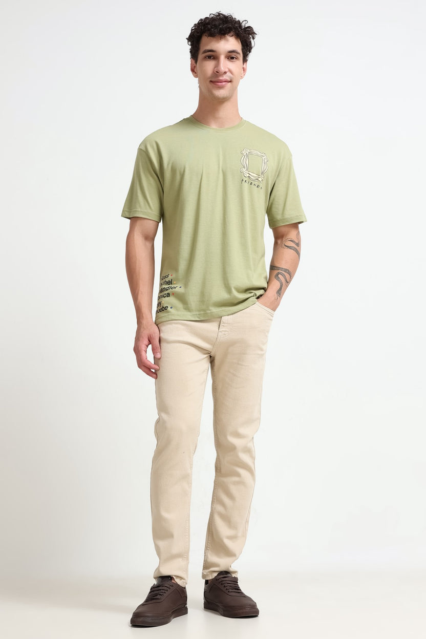 Light Green Graphic Printed Oversized Fit T-Shirt For Men - Image 6