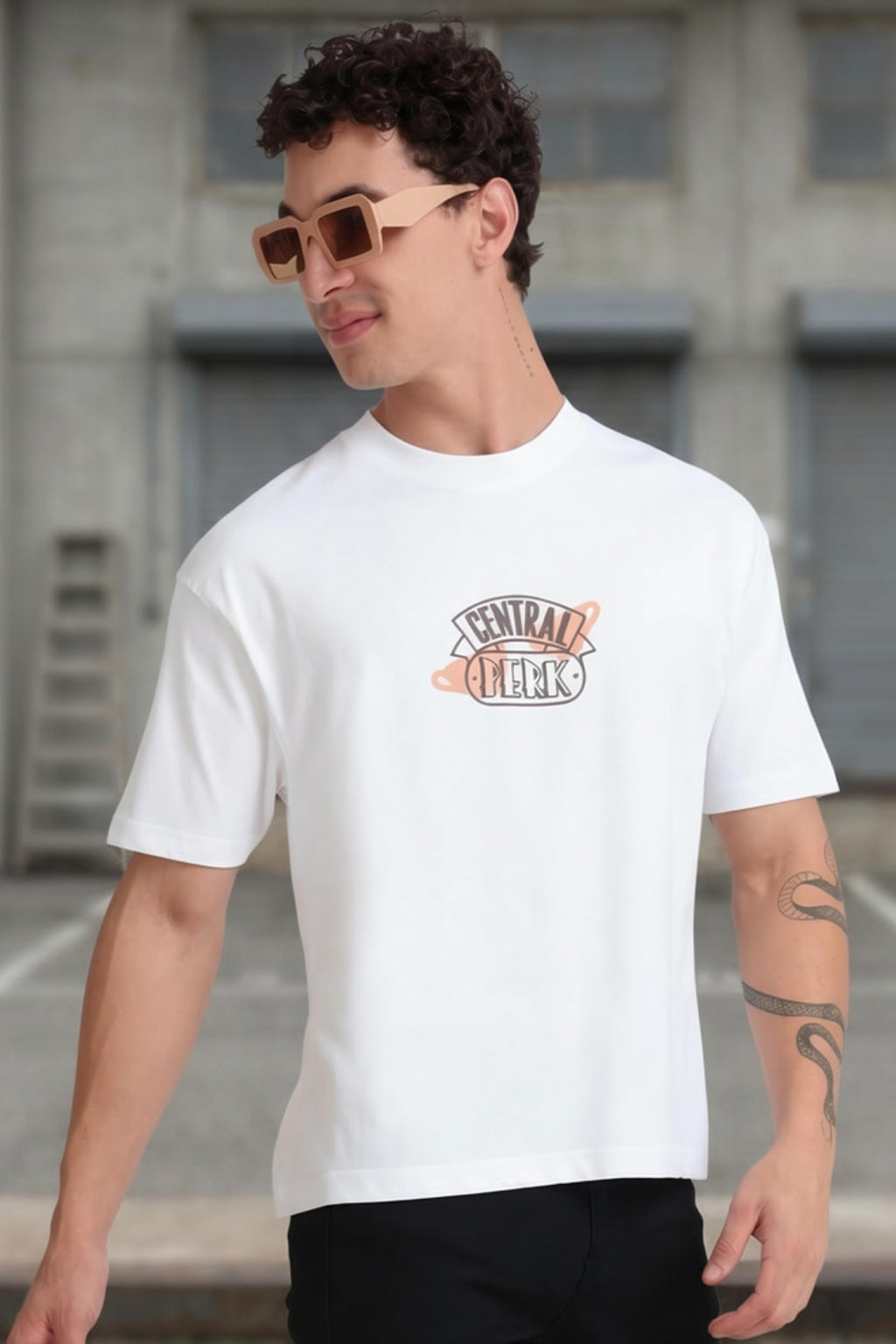 White Graphic Printed Regular Fit T-Shirt For Men - Image 1