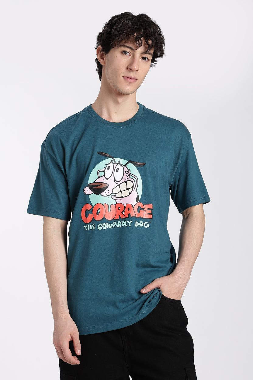 Teal Cartoon Oversized Fit T-Shirt for Men - Image 2