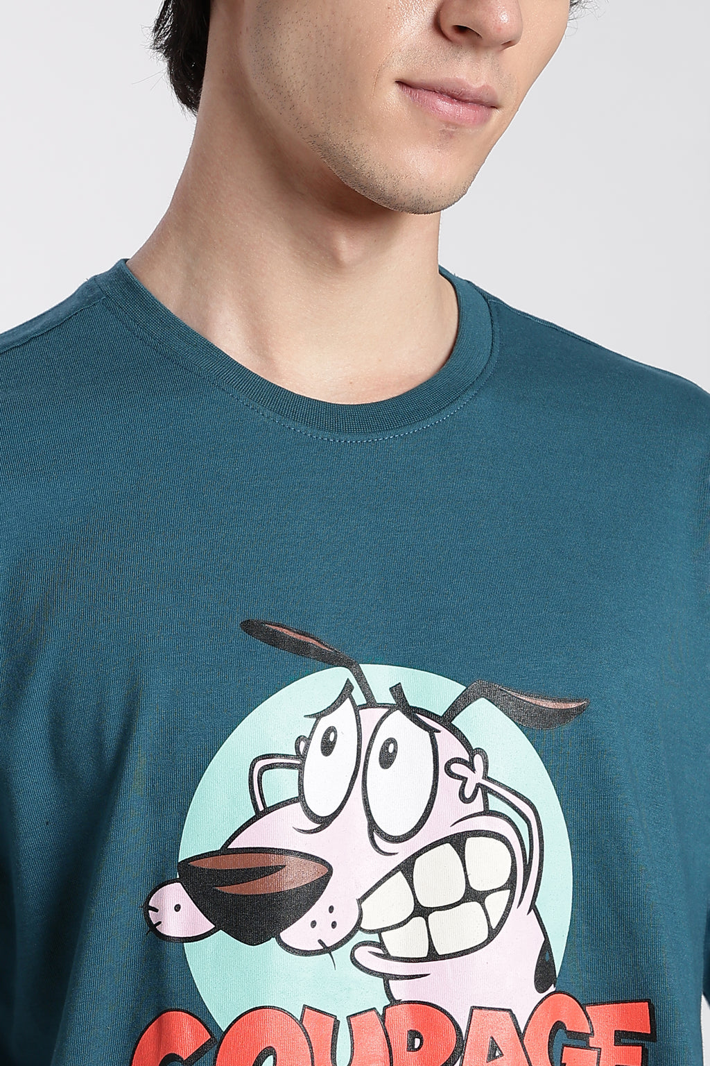Teal Cartoon Oversized Fit T-Shirt for Men - Image 3
