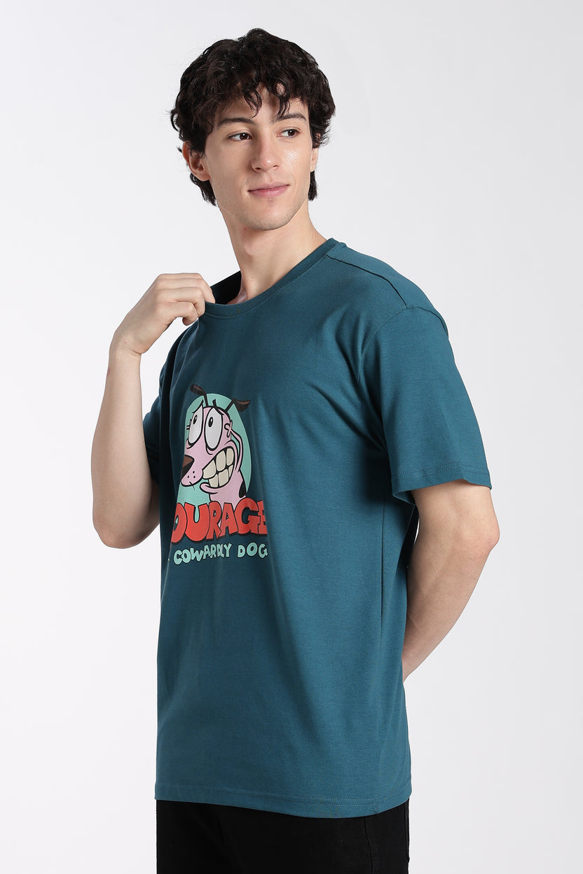 Teal Cartoon Oversized Fit T-Shirt For Men - Image 4