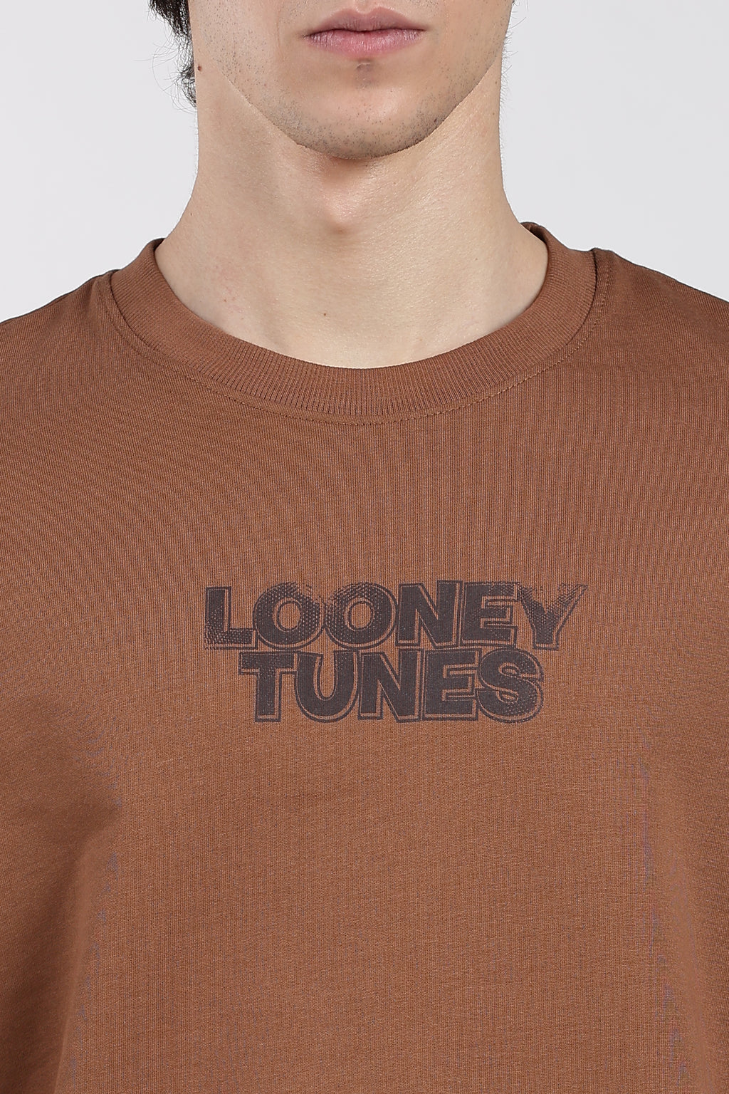 Brown Drop Shoulder Sleeves Regular Fit Sweatshirt for Men - Image 3