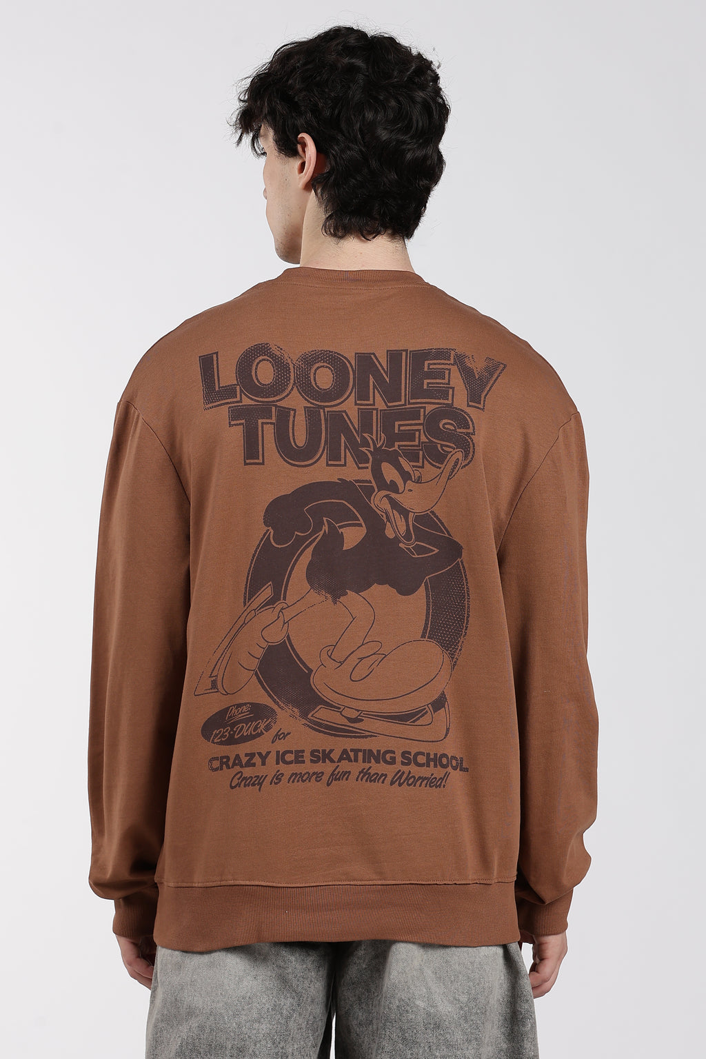 Brown Drop Shoulder Sleeves Regular Fit Sweatshirt for Men - Image 5