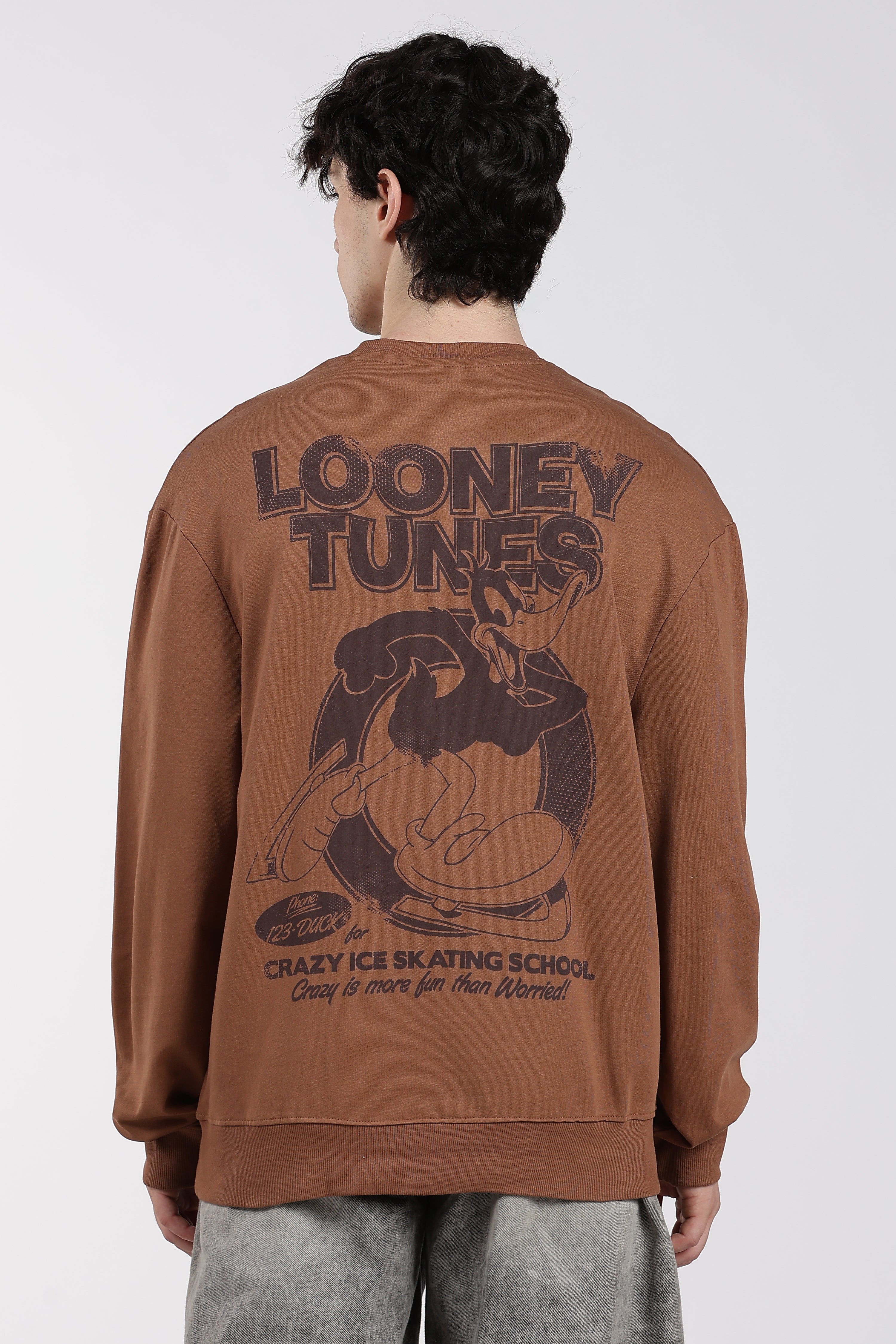 Brown Drop Shoulder Sleeves Regular Fit Sweatshirt for Men - Image 5