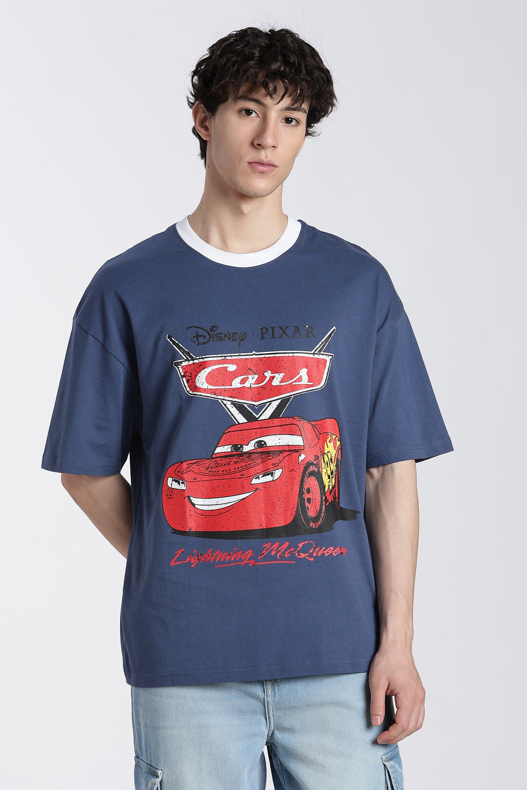 Blue Disney Pixar Car Oversized Fit T-Shirt for Men - Image 2