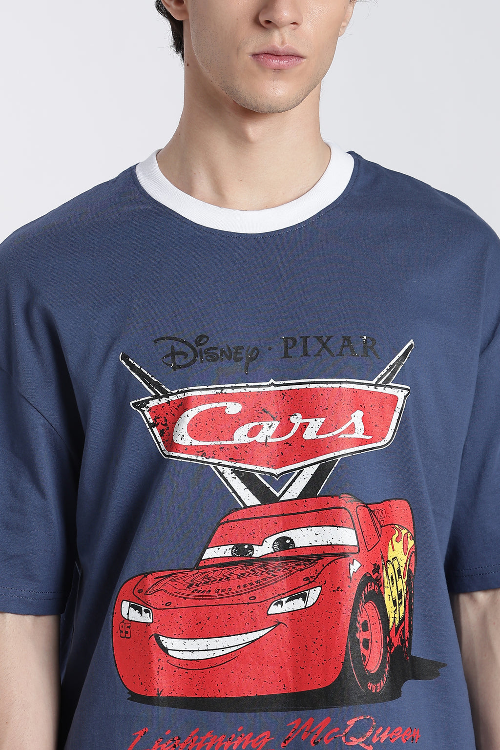 Blue Disney Pixar Car Oversized Fit T-Shirt for Men - Image 3