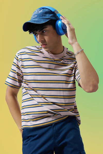 Multi-coloured Striped Oversized Fit T-Shirt