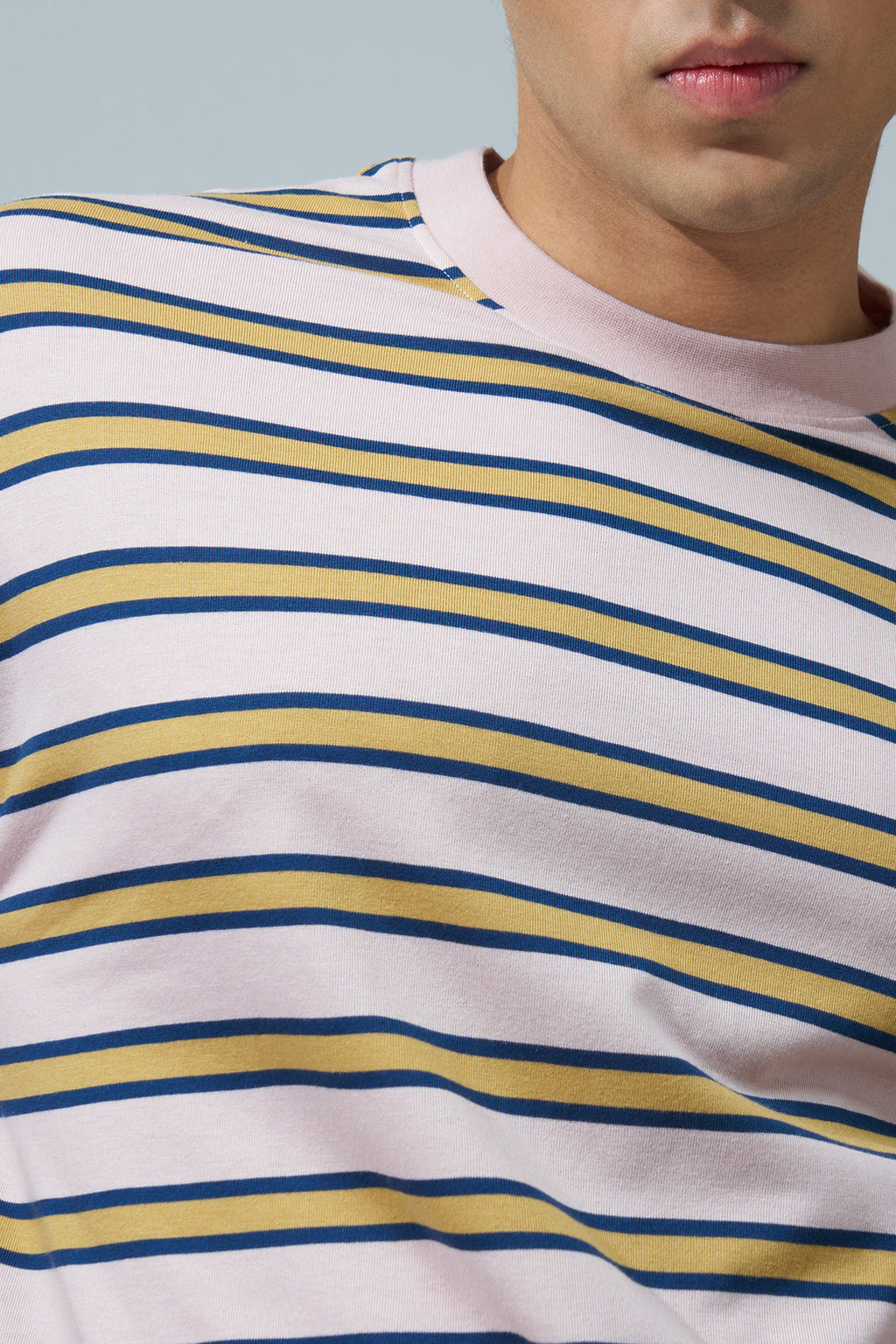 Multi-coloured Striped Oversized Fit T-Shirt for Men - Image 3