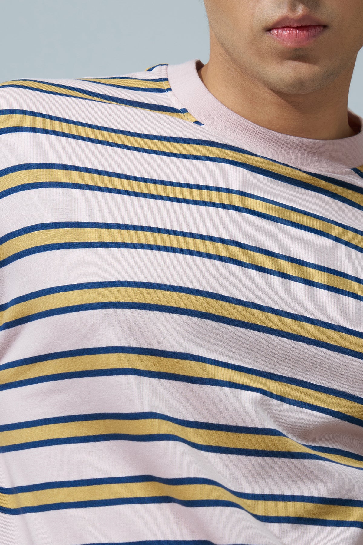 Multi-coloured Striped Oversized Fit T-Shirt for Men - Image 3