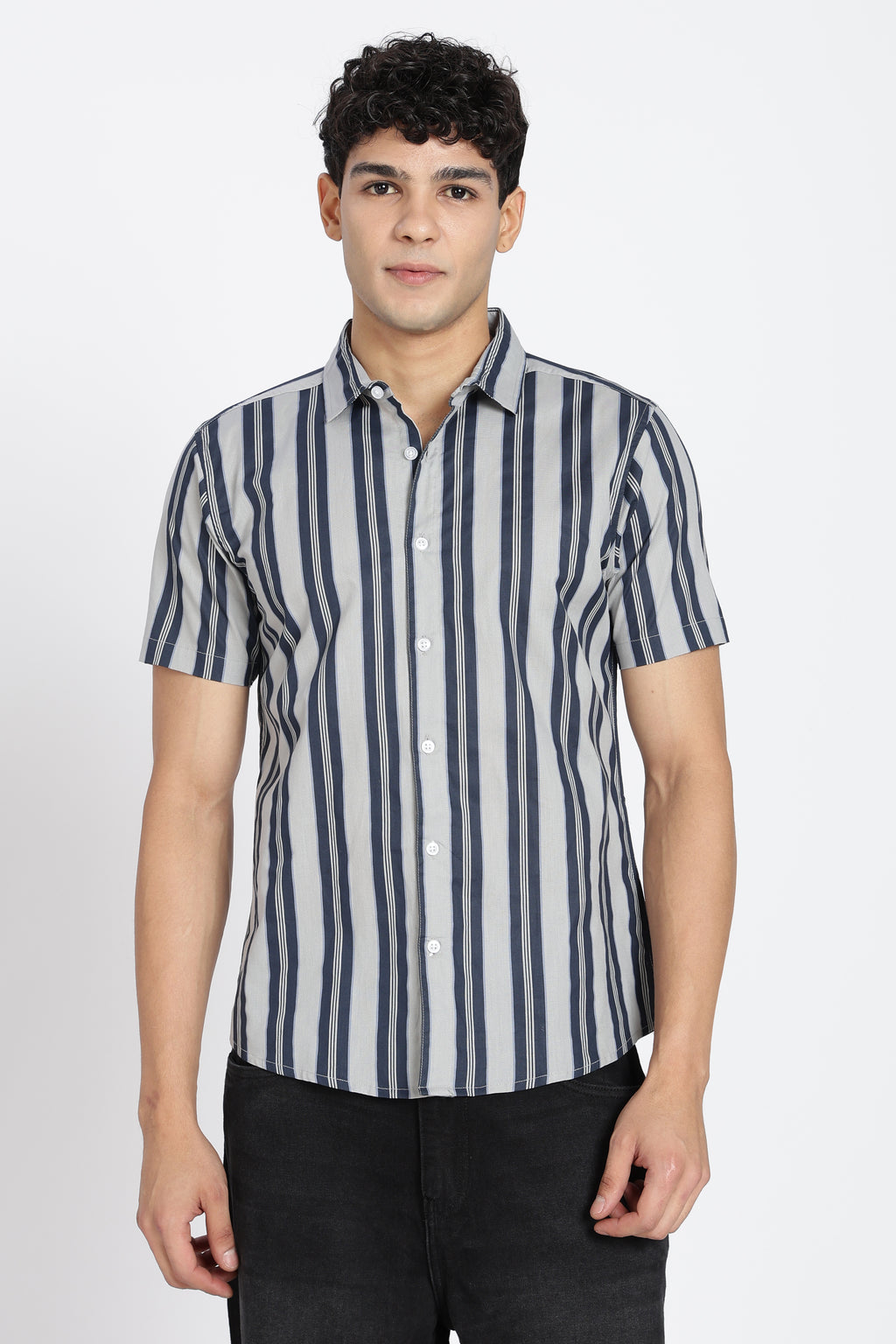 Blue Cotton Regular Fit Shirt for Men - Image 2
