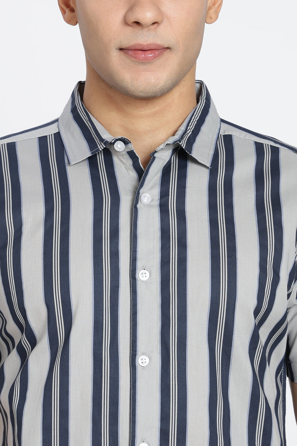 Blue Cotton Regular Fit Shirt for Men - Image 3