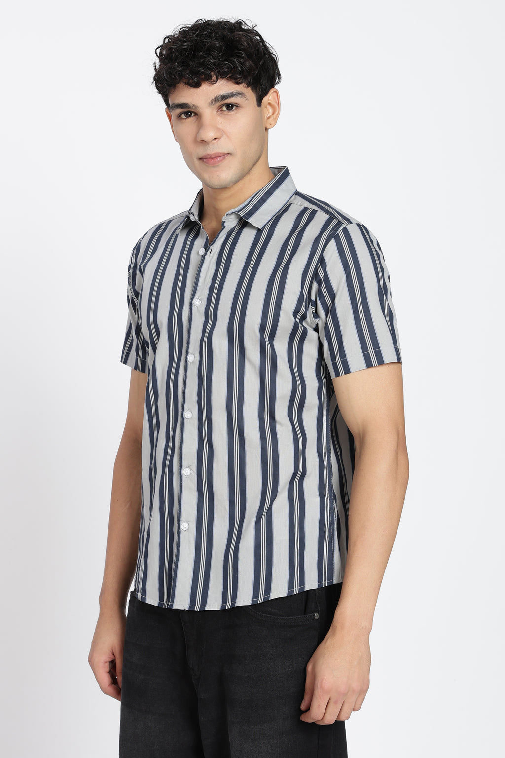 Blue Cotton Regular Fit Shirt for Men - Image 4