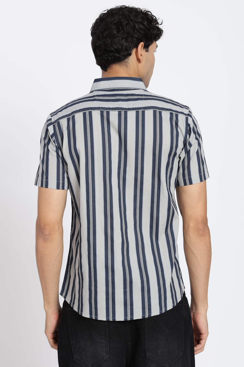 Blue Cotton Regular Fit Shirt for Men - Image 5
