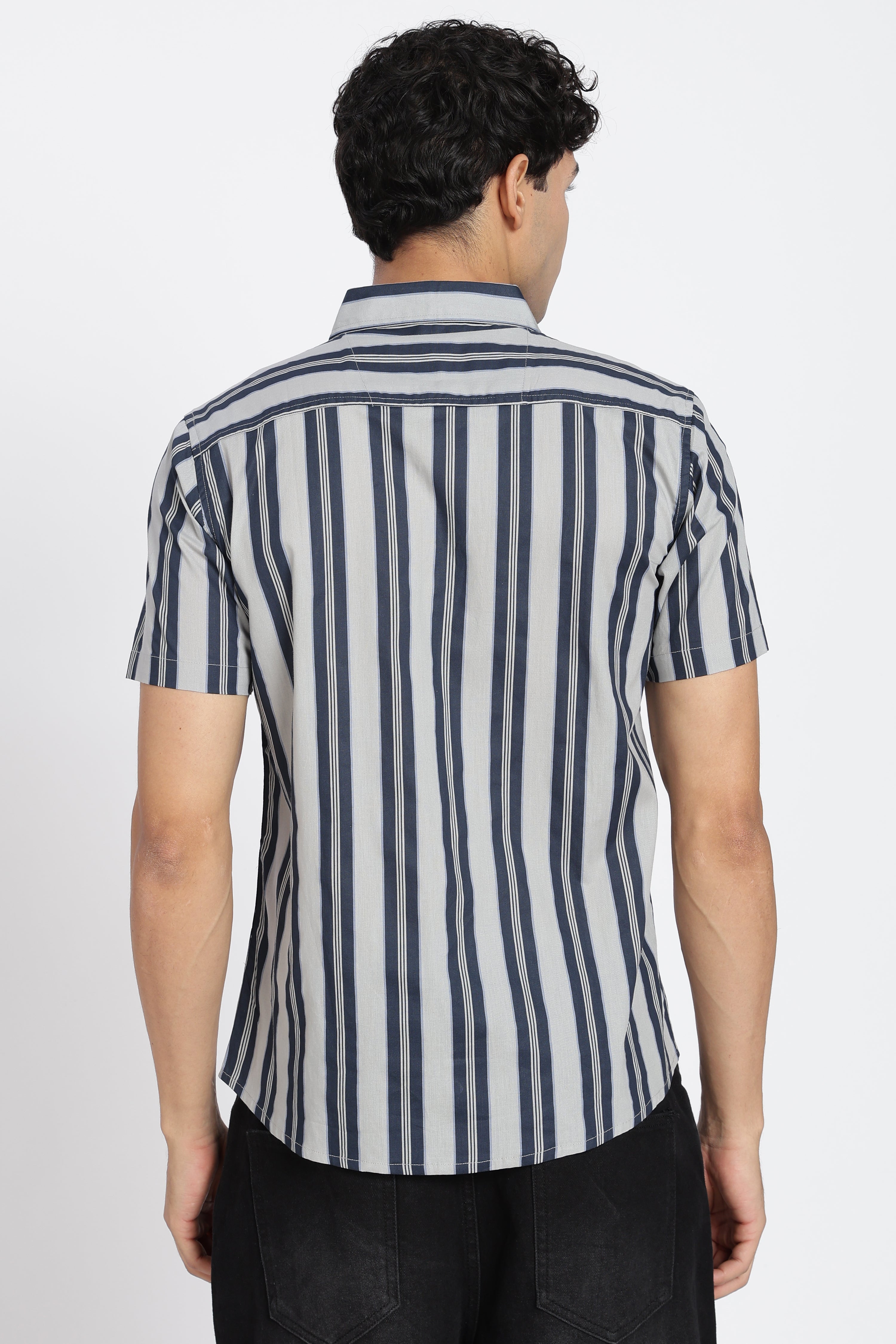 Blue Cotton Regular Fit Shirt for Men - Image 5
