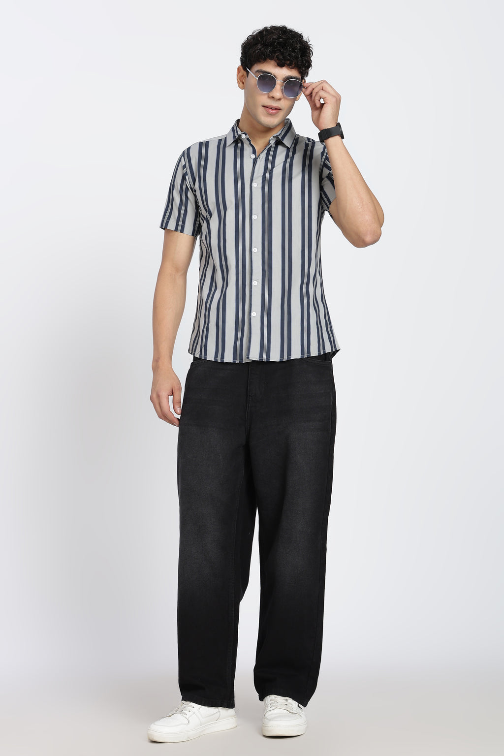 Blue Cotton Regular Fit Shirt for Men - Image 6