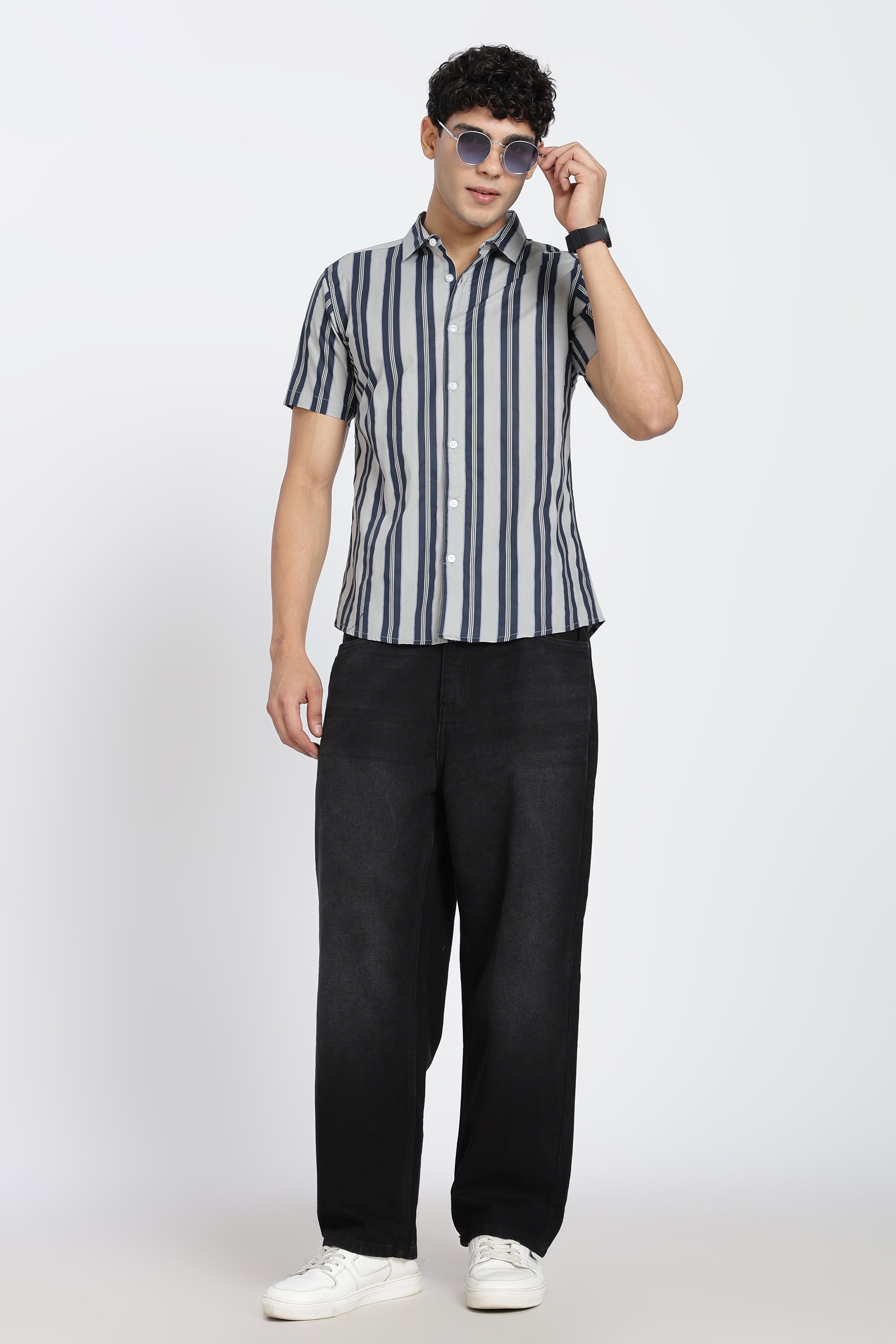 Blue Cotton Regular Fit Shirt for Men - Image 6