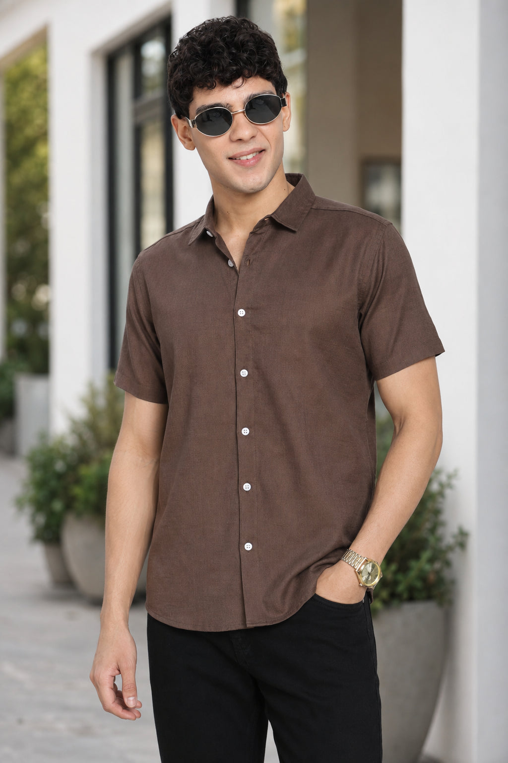 Chocolate Cotton Regular Fit Shirt for Men - Image 1