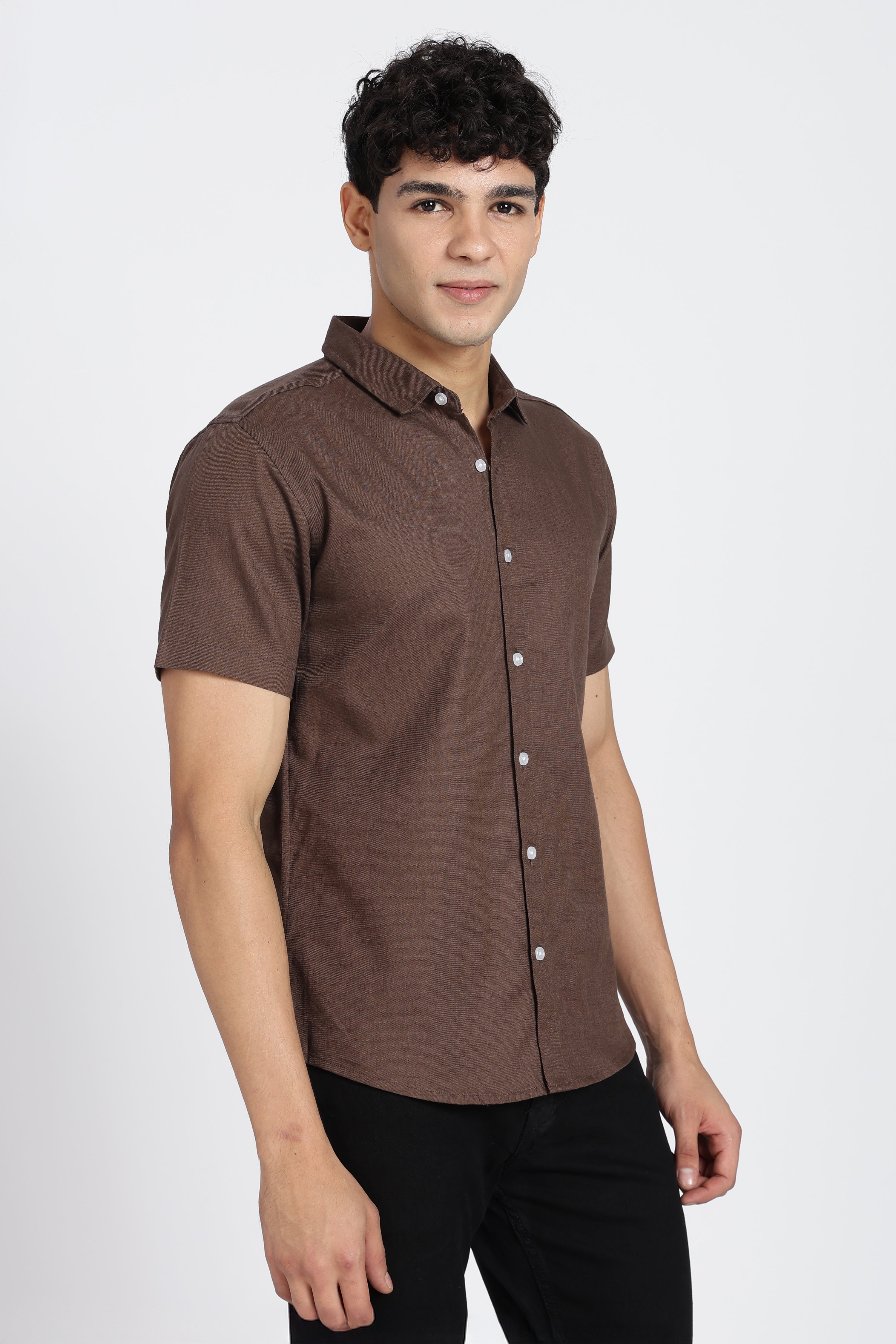 Chocolate Cotton Regular Fit Shirt for Men - Image 4