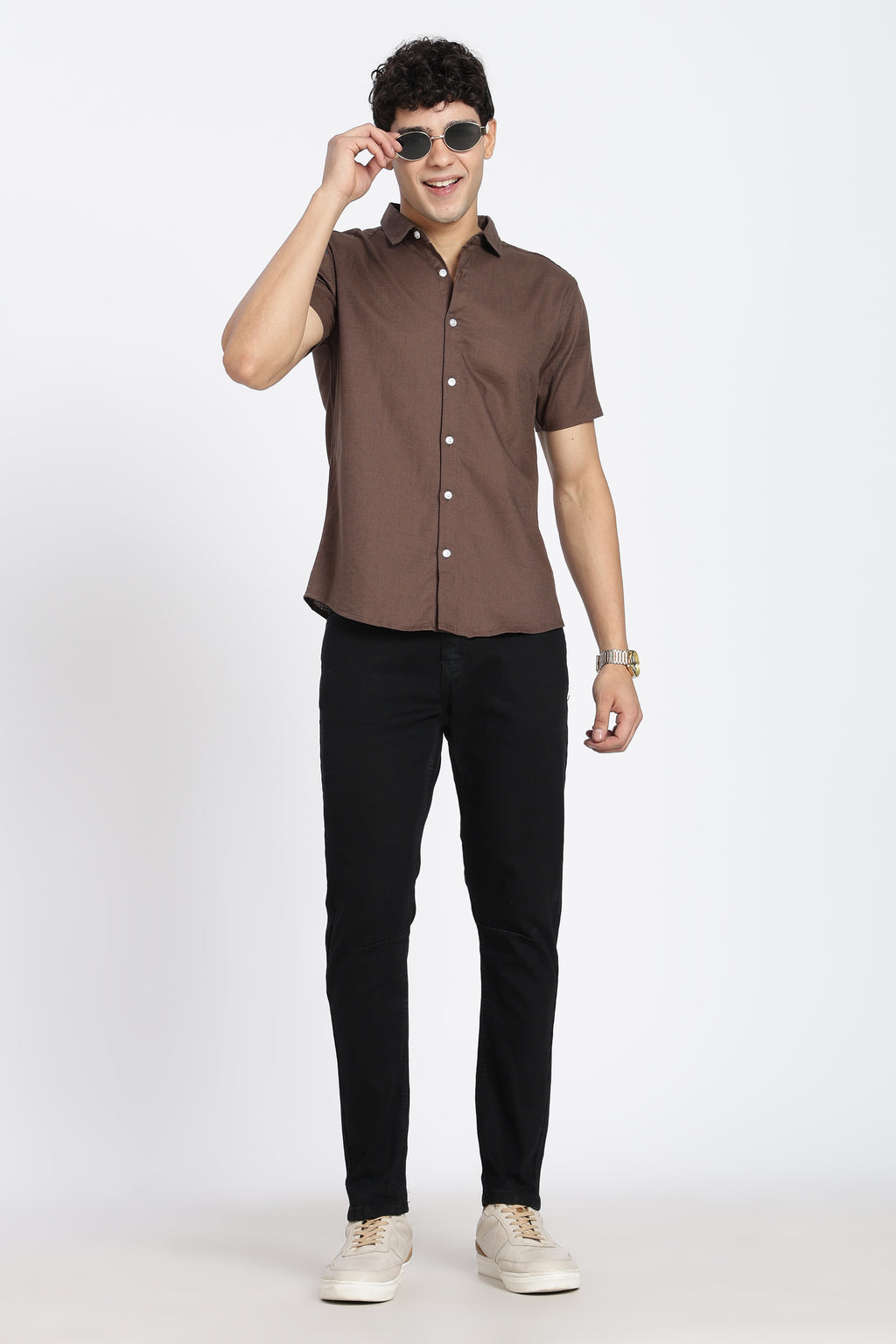 Chocolate Cotton Regular Fit Shirt for Men - Image 6
