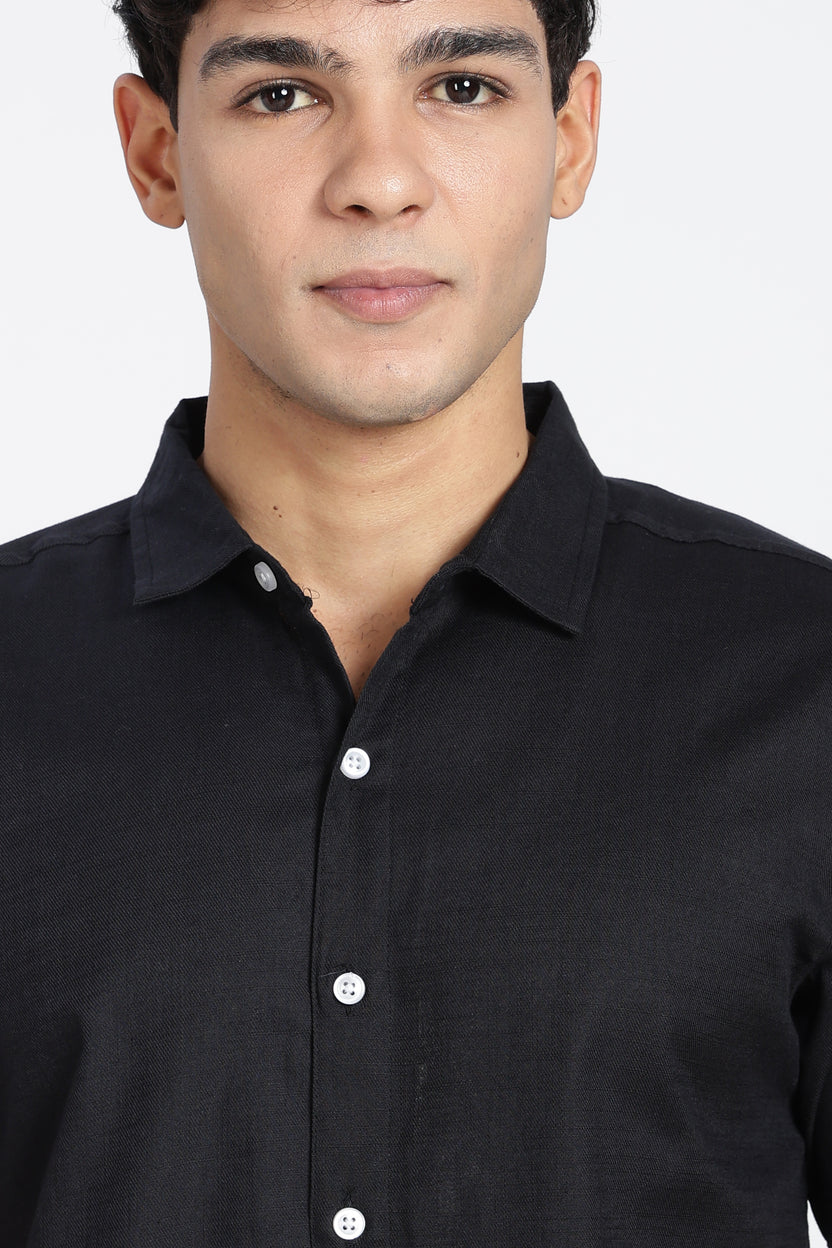 Black Cotton Regular Fit Shirt for Men - Image 6