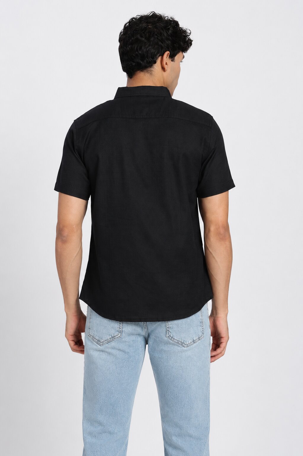Black Cotton Regular Fit Shirt for Men - Image 4