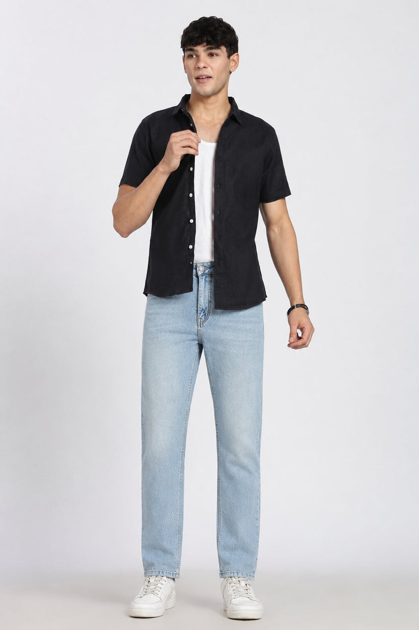 Black Cotton Regular Fit Shirt for Men - Image 5