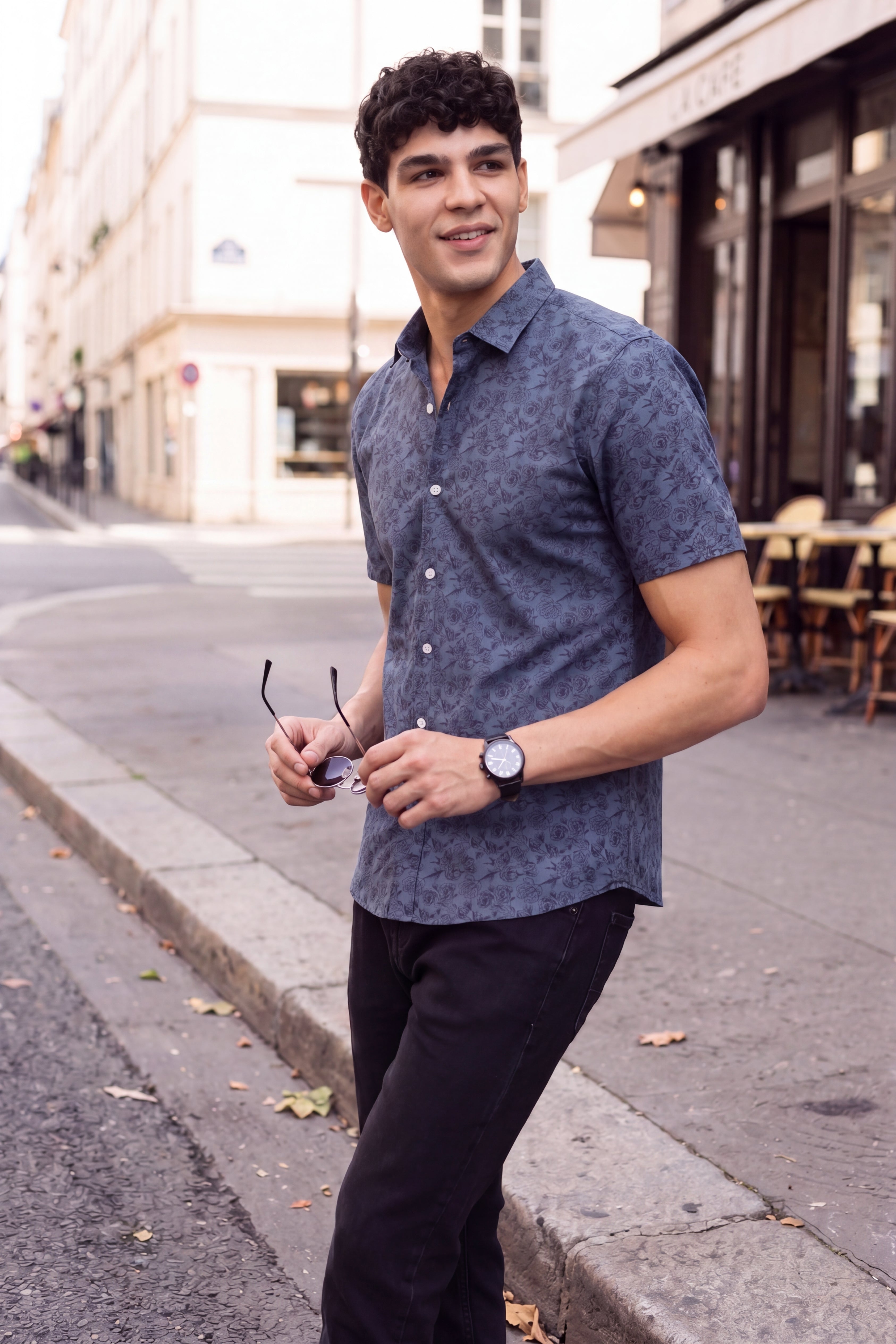 Blue Cotton Regular Fit Shirt for Men - Image 1