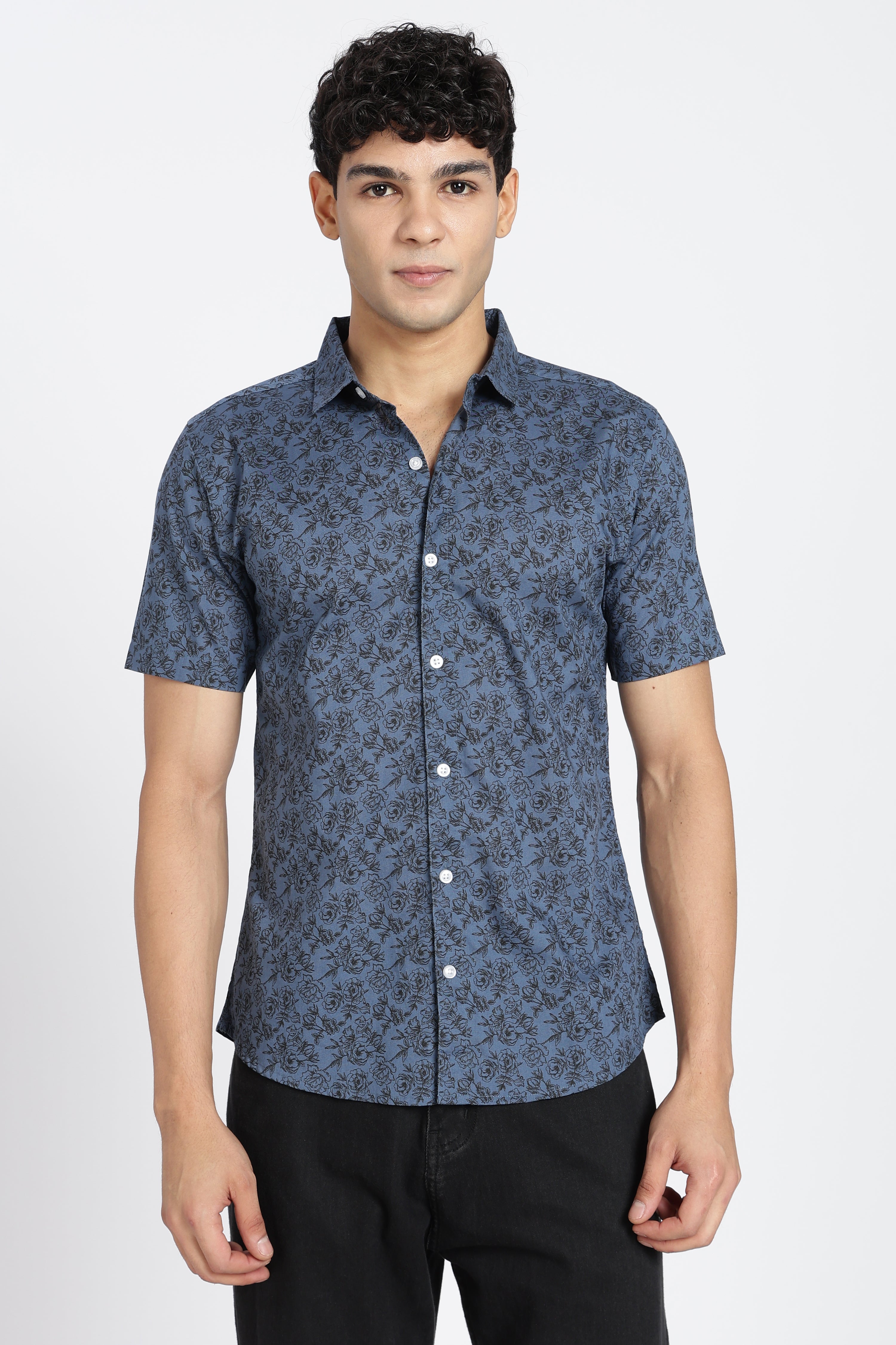 Blue Cotton Regular Fit Shirt for Men - Image 2