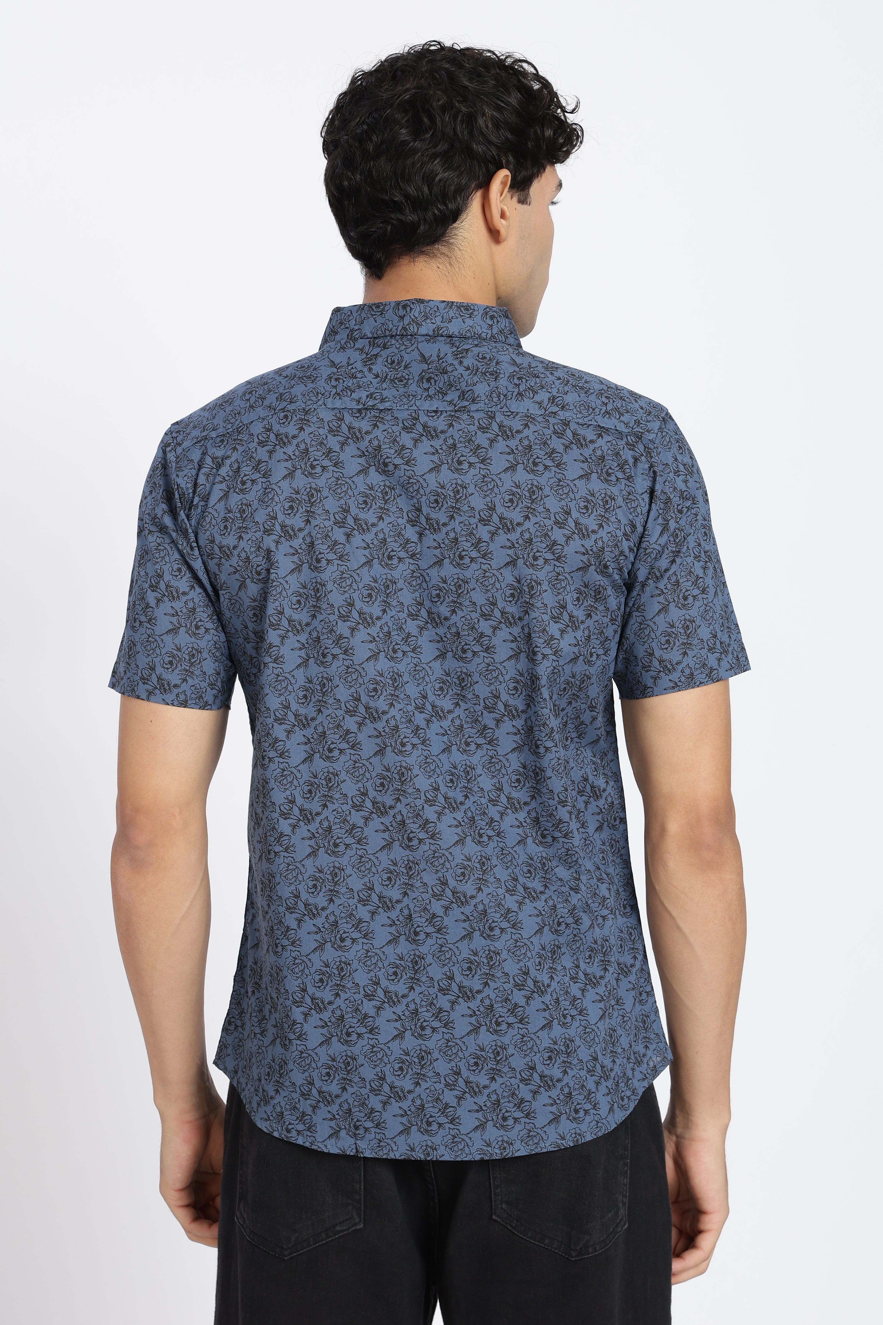 Blue Cotton Regular Fit Shirt for Men - Image 5