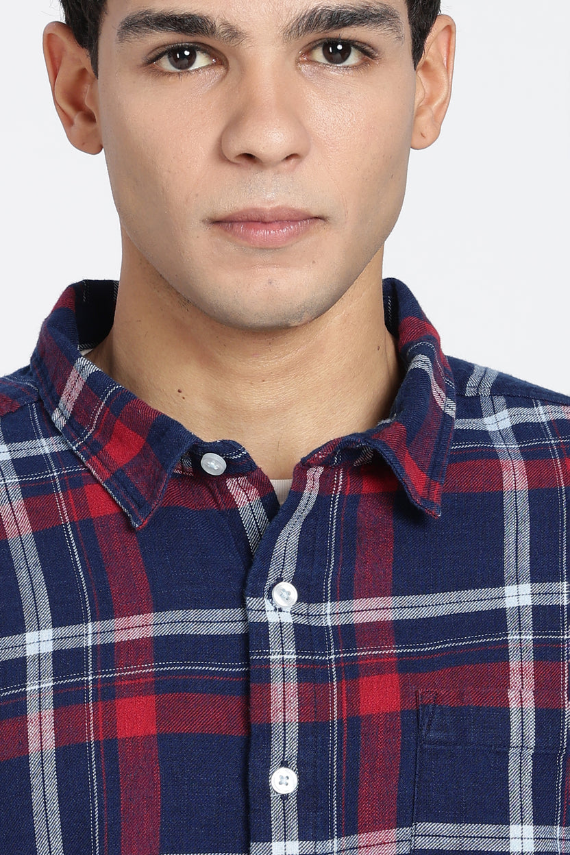 Navy Cotton Regular Fit Shirt for Men - Image 3