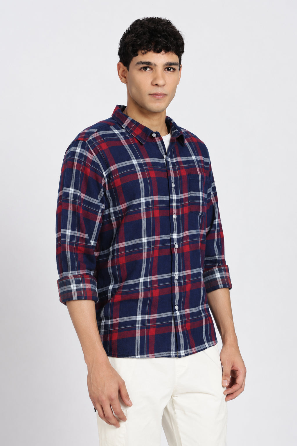 Navy Cotton Regular Fit Shirt for Men - Image 4