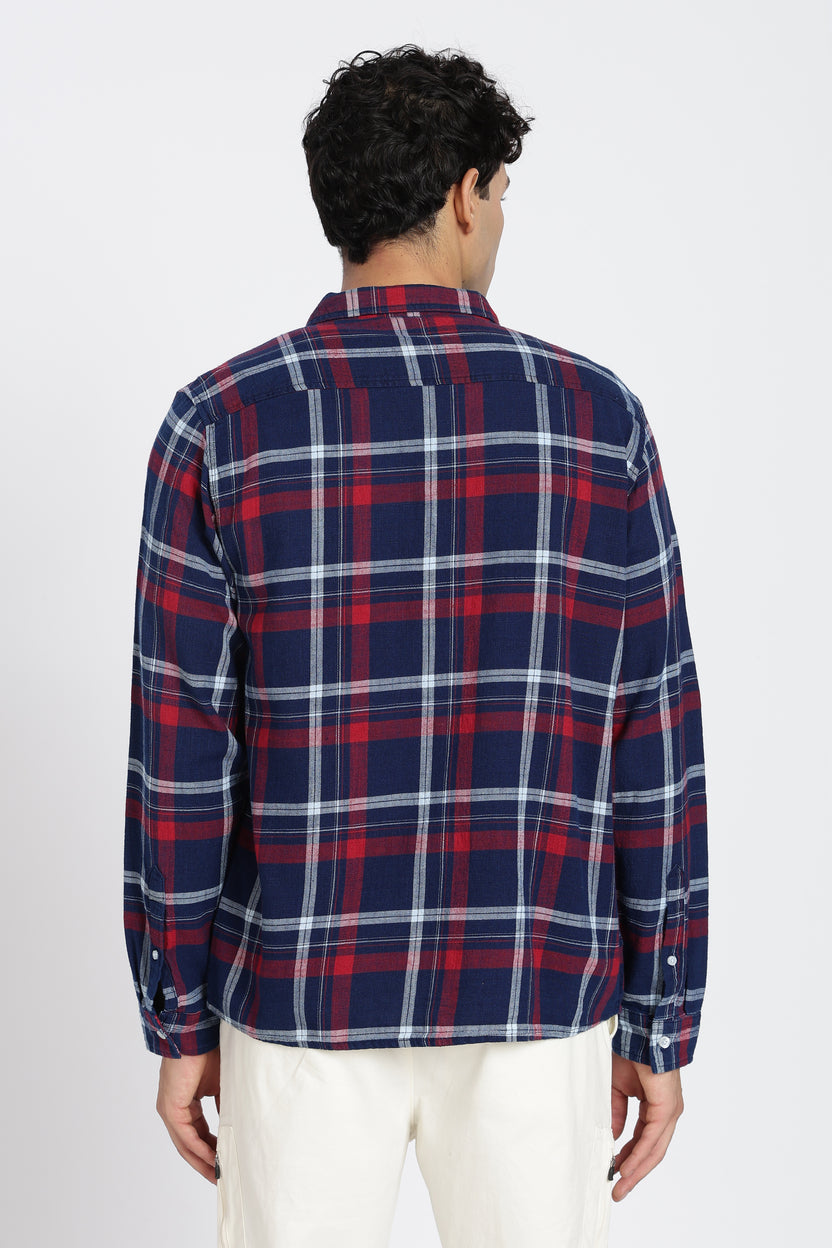 Navy Cotton Regular Fit Shirt for Men - Image 5