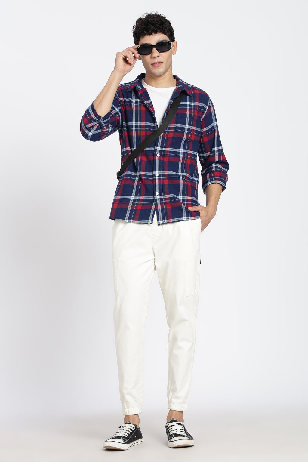 Navy Cotton Regular Fit Shirt for Men - Image 6
