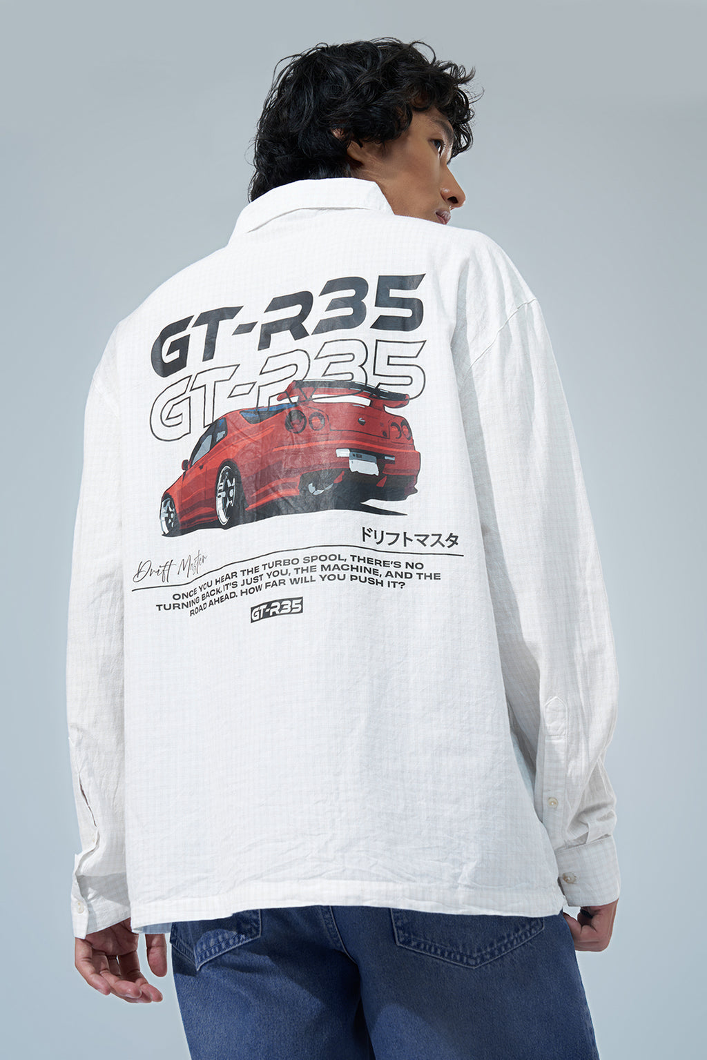 White Car Graphic Printed Regular Fit Shirt For Men - Image 5