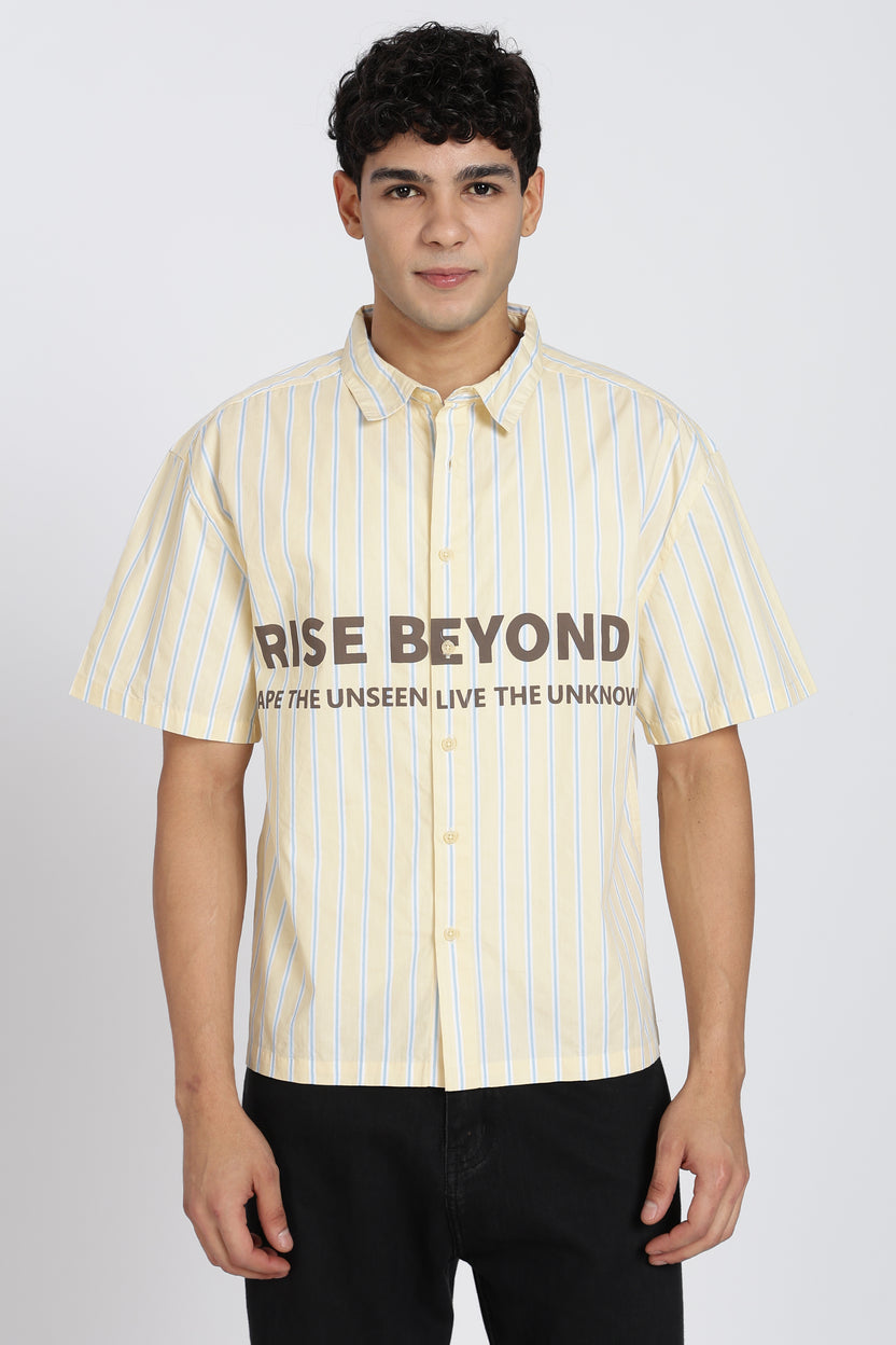 Yellow Cotton Oversized Fit Shirt For Men - Image 2