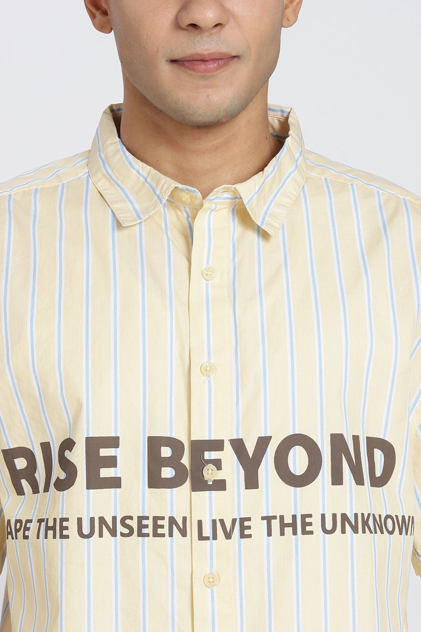 Yellow Cotton Oversized Fit Shirt For Men - Image 3