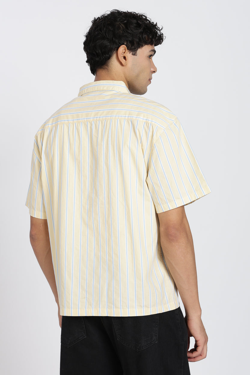 Yellow Cotton Oversized Fit Shirt For Men - Image 5