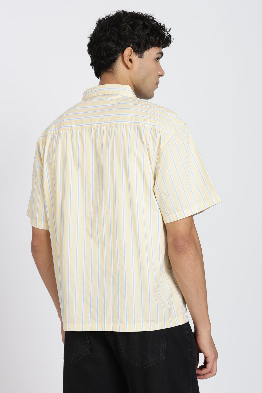 Yellow Cotton Oversized Fit Shirt For Men - Image 5