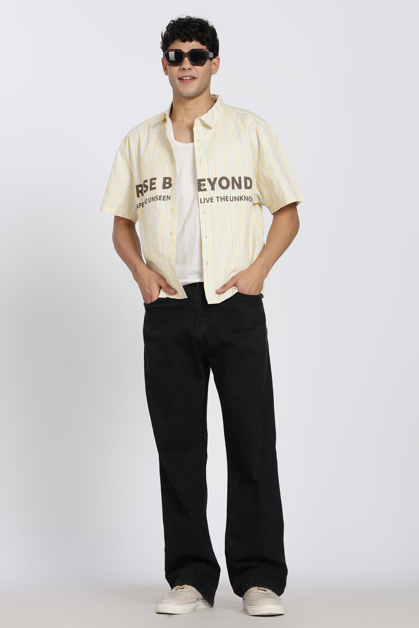 Yellow Cotton Oversized Fit Shirt For Men - Image 6