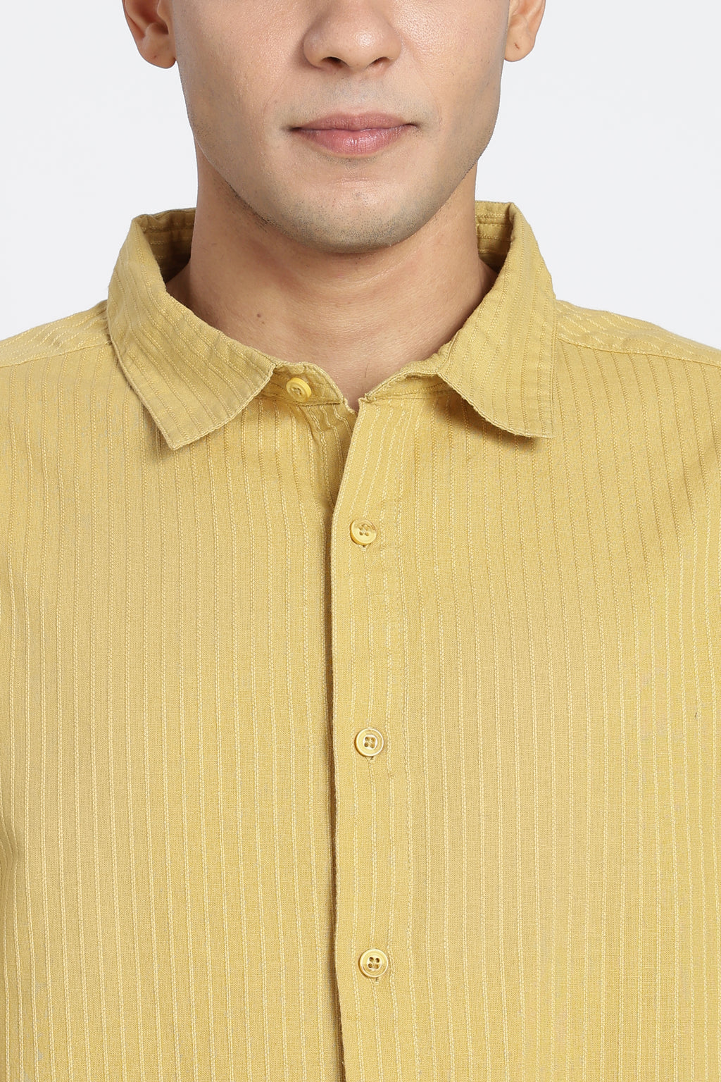 Yellow Striped Regular Fit Shirt for Men - Image 3