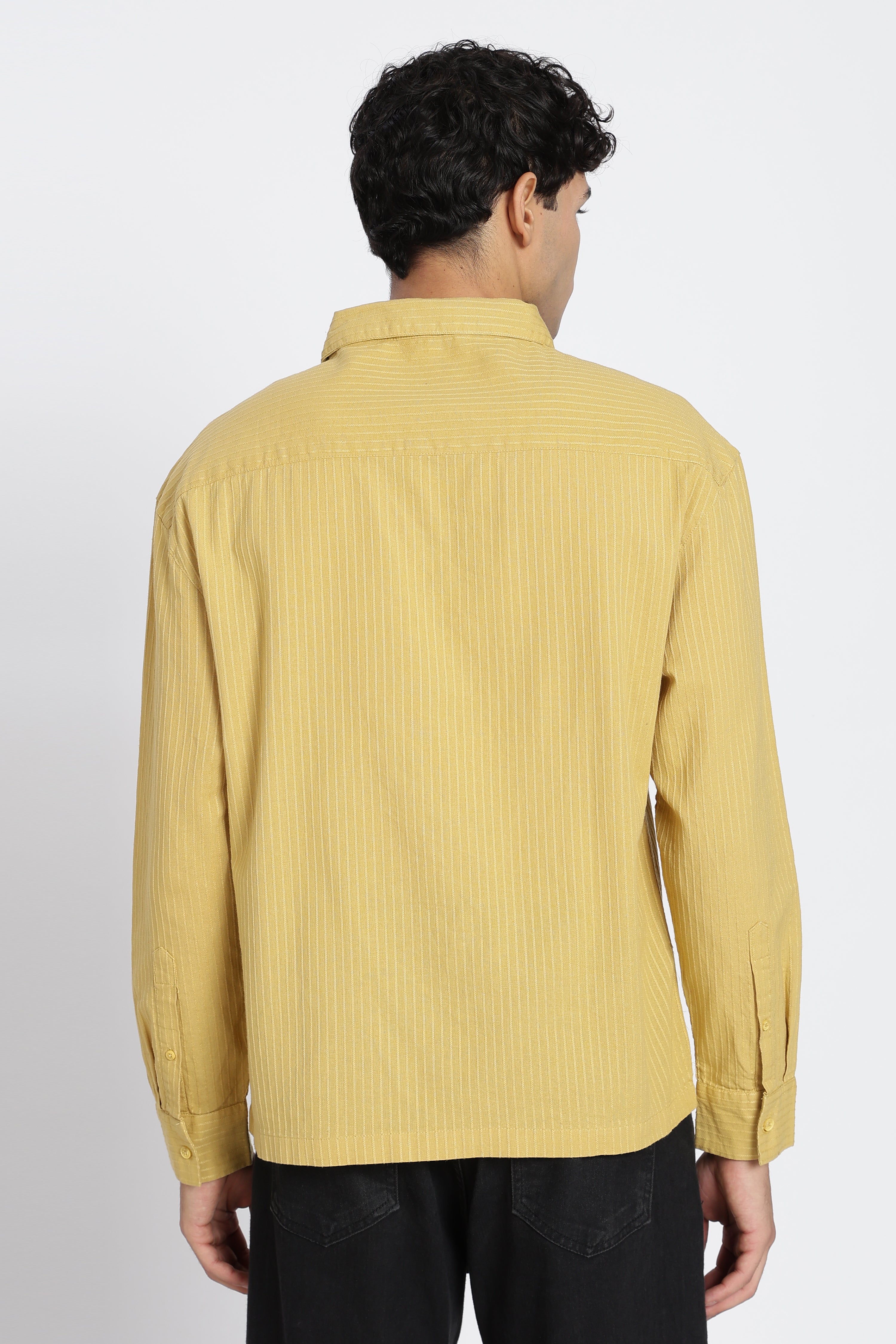 Yellow Striped Regular Fit Shirt for Men - Image 5