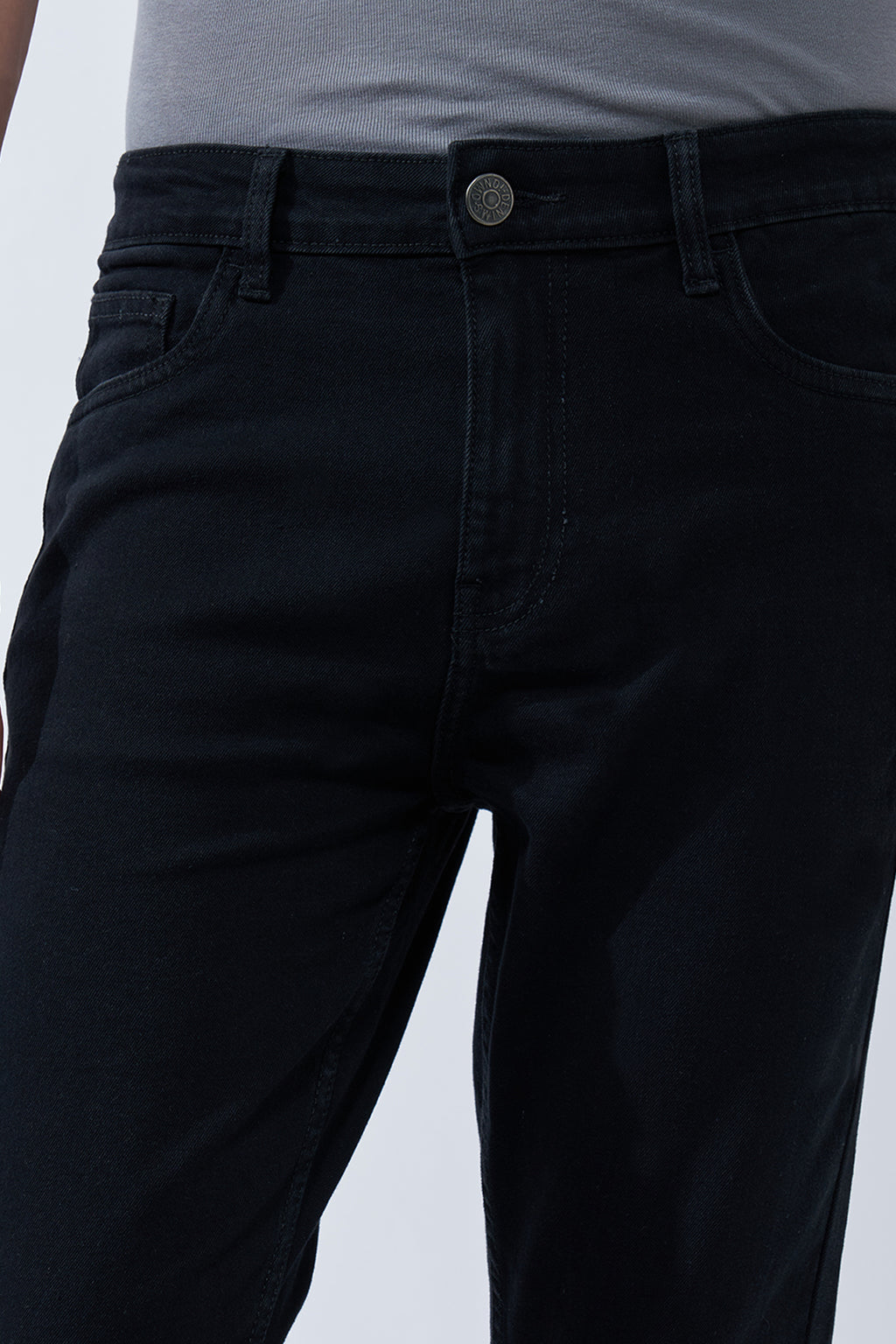 Black Solid Slim Fit Jeans for Men - Image 3