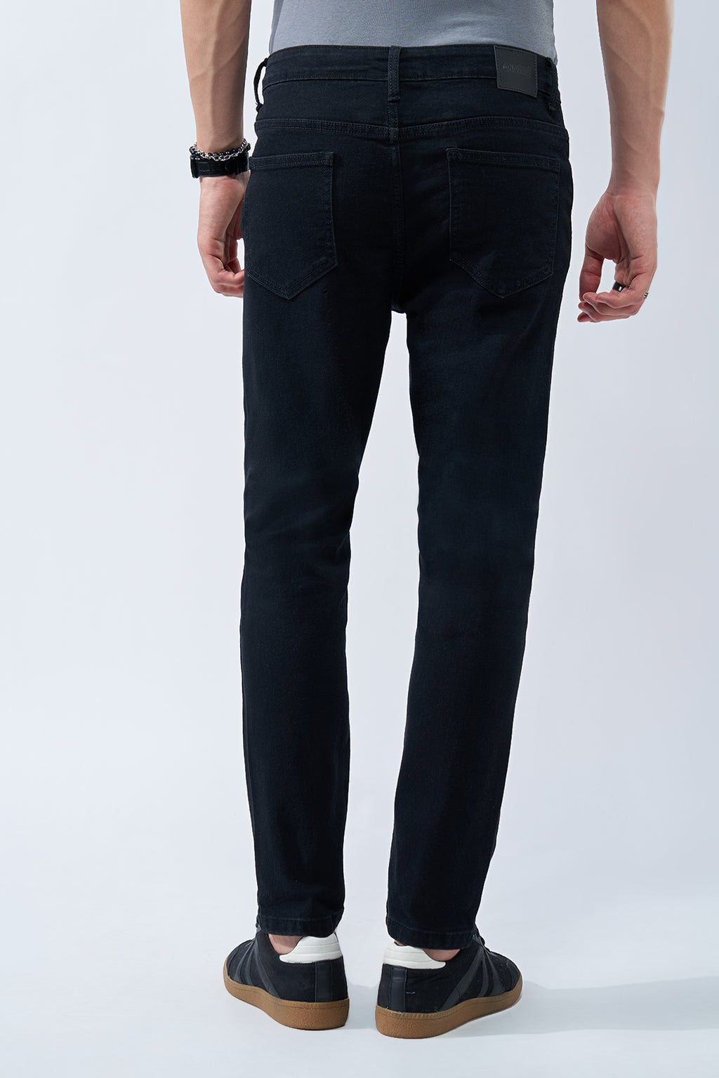 Black Solid Slim Fit Jeans for Men - Image 5