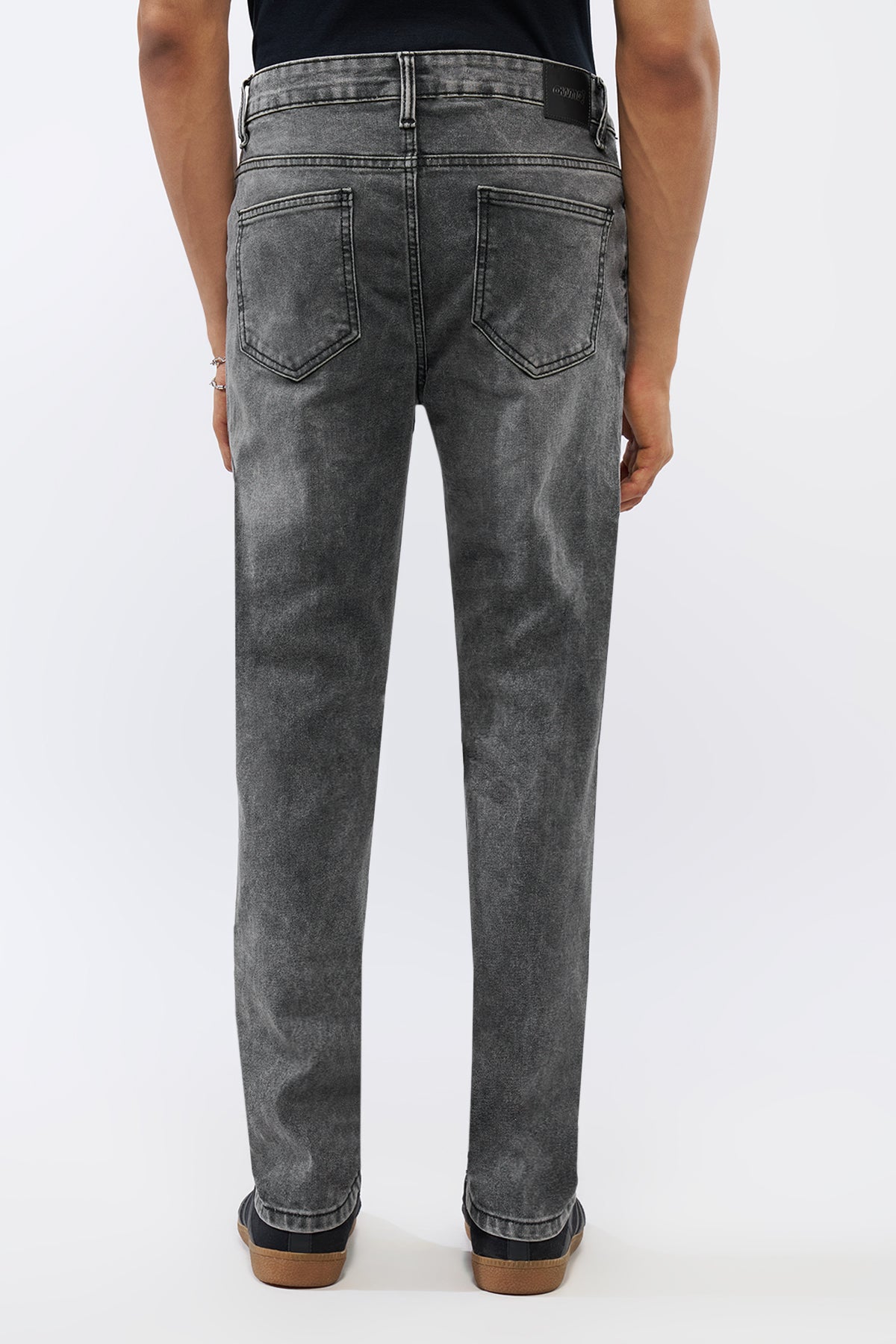 Charcoal Solid Slim Fit Jeans for Men - Image 5